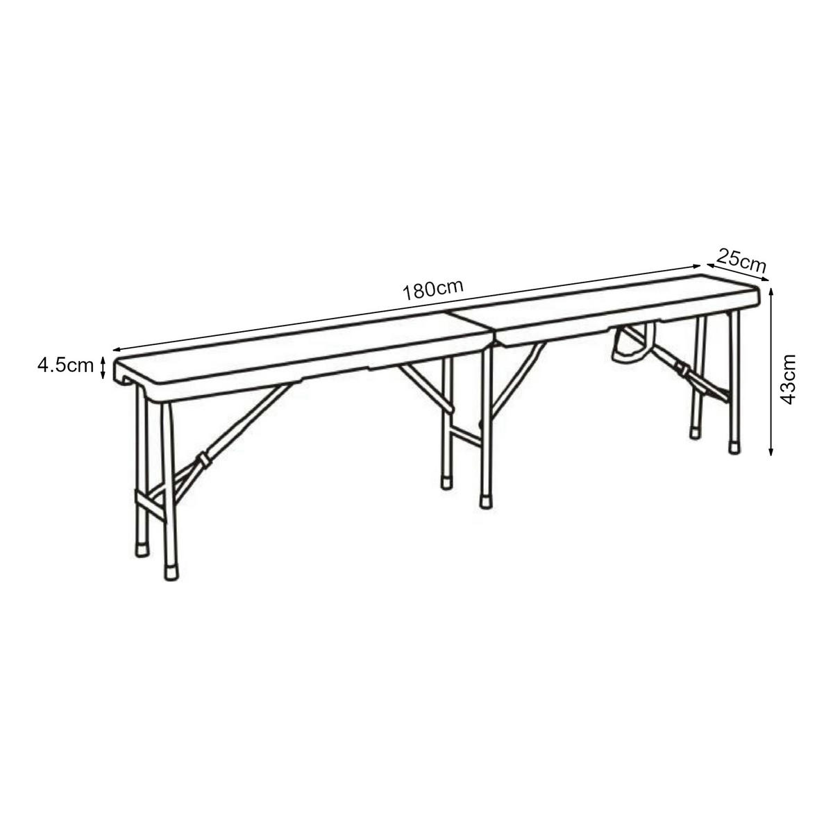 KLAPPBANK Ljusnarsberg - Weiß, Kunststoff/Metall (180/43/25cm) - [en.casa]