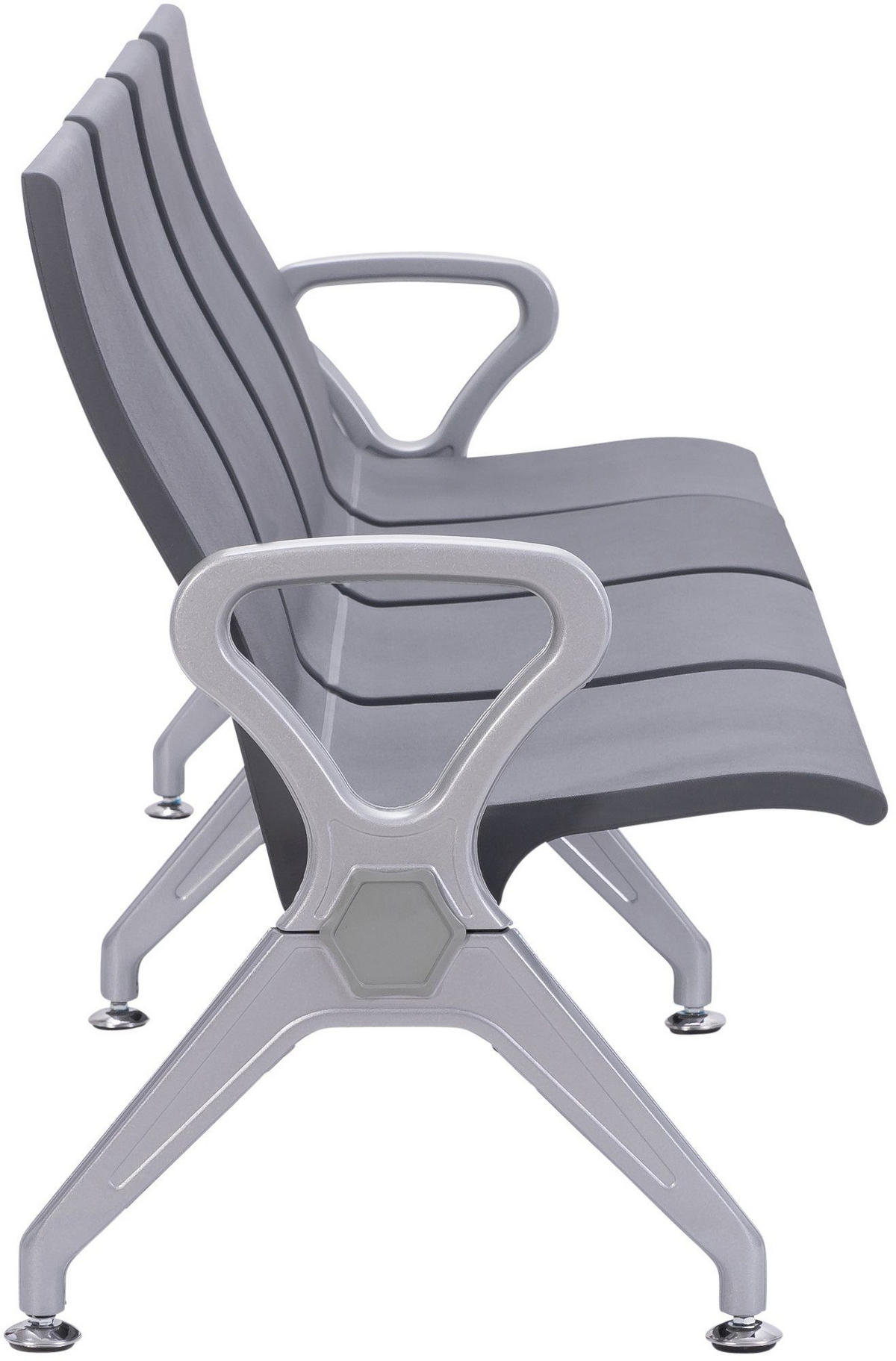 WARTEBANK Erik 4-Sitzer 228x59x89cm Kunststoff Grau Sitzbank - Grau, Kunststoff (228/89/59cm) - DELUKE