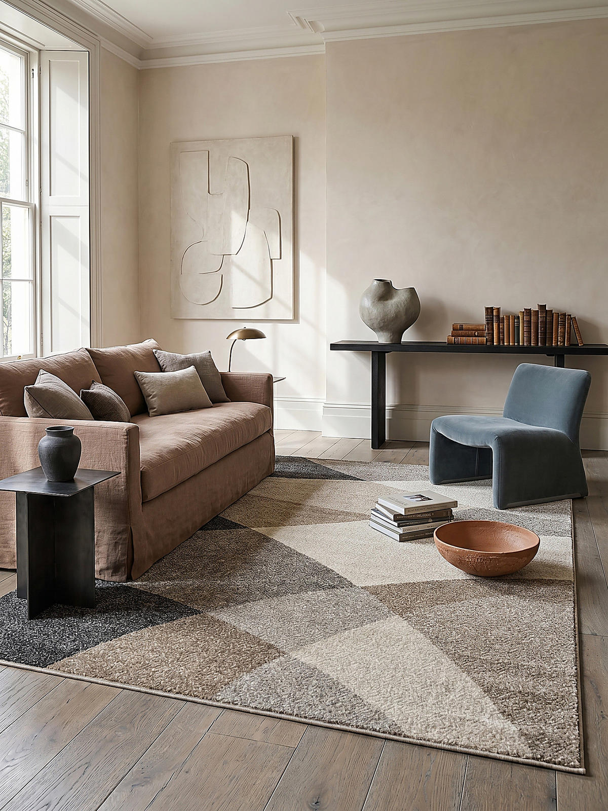 TEPPICH Niederflor Abstrakt THUR Polypropylen Grau 140 x 200 cm - Beige, Textil (140/200cm) - KADIMA DESIGN