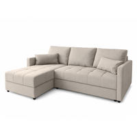 ECKSOFA L Form Dolceo Beige 226/140/78 cm – Schlaffunktion Universell Links Rechts - Beige/Schwarz, Kunststoff/Textil (140/226cm) - AX Living