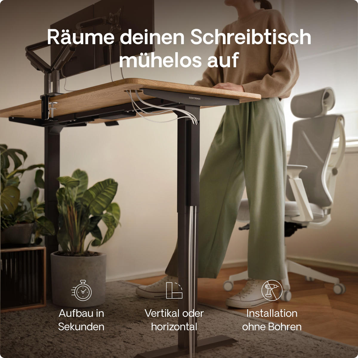 MAGNETISCHER Kabelkanal Schreibtisch Schwarz, 37x5x2,5cm - Schwarz, Metall (37/5/2.5cm) - Desktronic