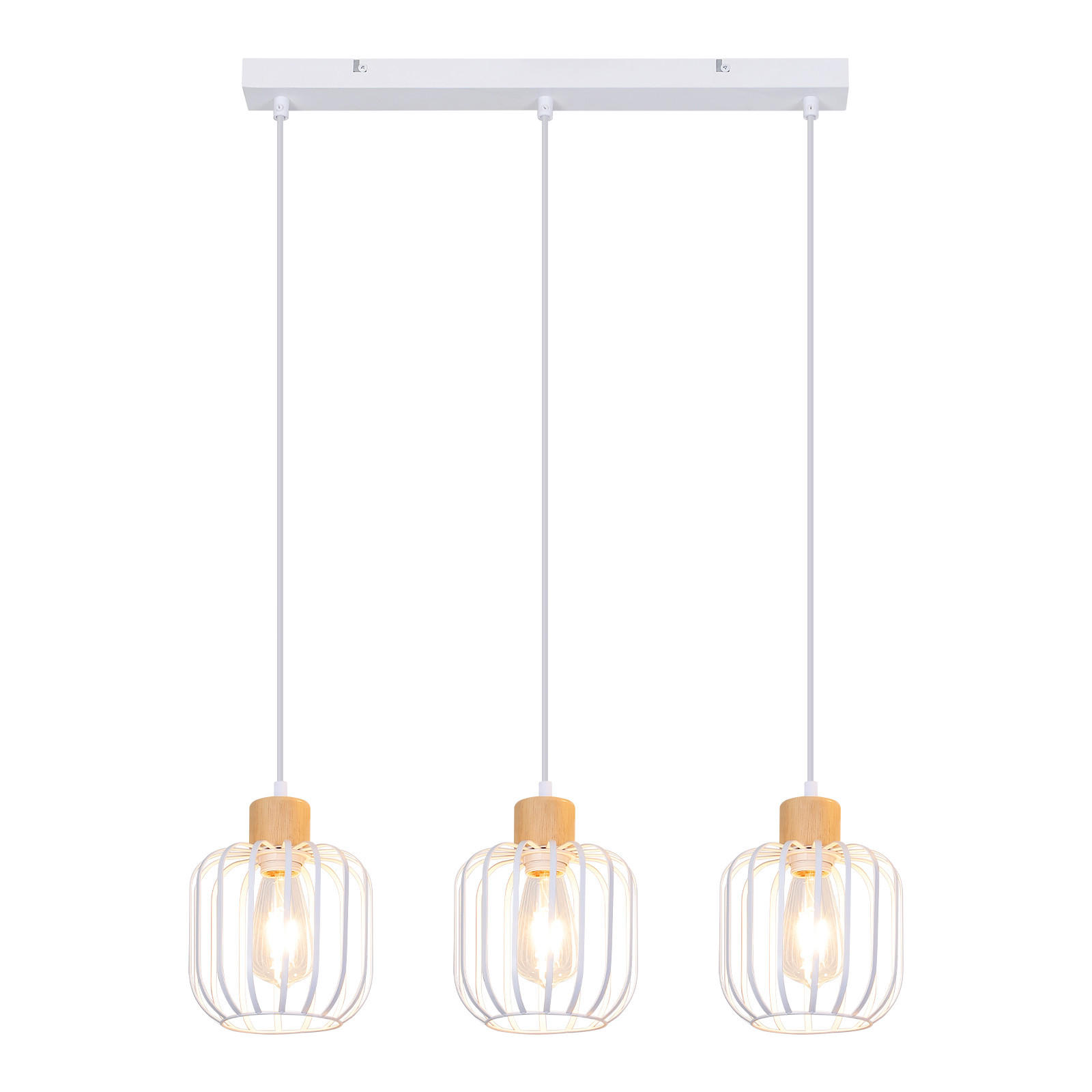 PENDELLEUCHTE Uxvin 62/18/145 cm - Weiß, Holz/Metall (62/18/145cm) - ZMH