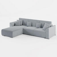 ECKSOFA LUMO L Links Hellgrau Flechtwerk-Stoff mit Schlaffunktion und Bettkasten - Hellgrau, Textil (293/195cm) - Barchello