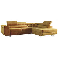 ECKSOFA GUSTAW L Gelb Velvet Rechts Seite - Gelb/Silberfarben, Textil/Metall (275/205cm) - MKS