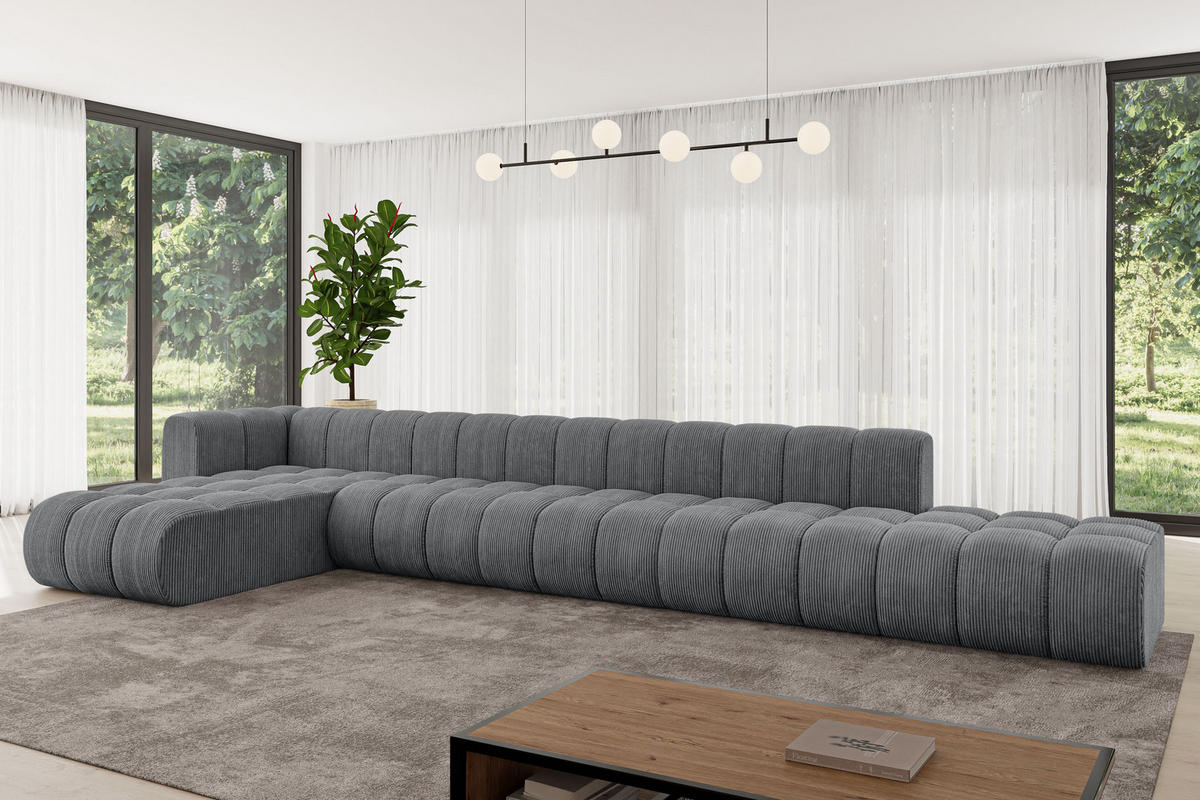 ECKSOFA modulares Sofa Zuvon-L3 - 478x177x70 cm Dunkelgrau - Dunkelgrau, Holzwerkstoff/Textil (478/177cm) - ALTDECOR