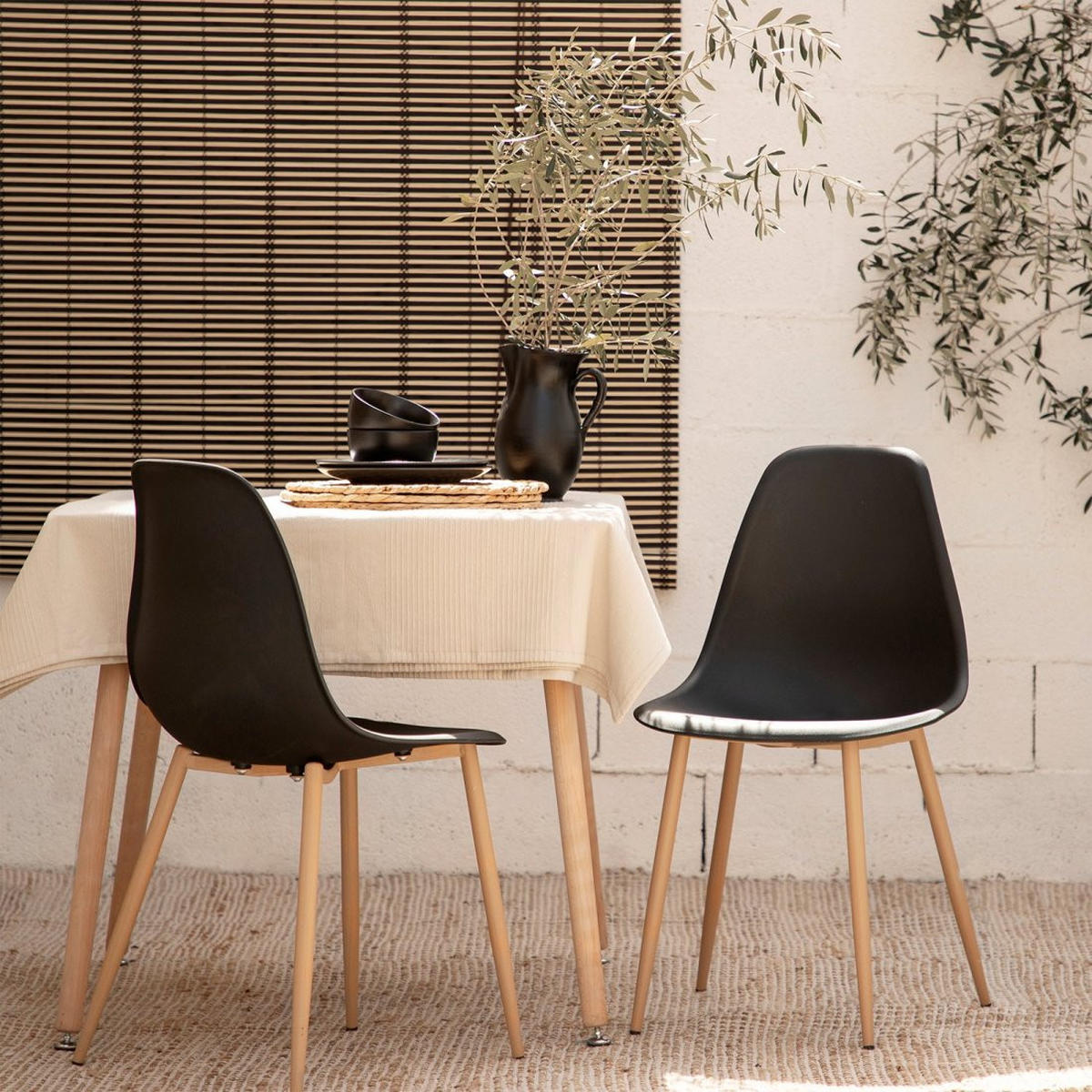 STUHL FÜR DRAUSSEN Nina Schwarz 45 cm x 80 cm - Schwarz, Kunststoff (45/80/53cm)