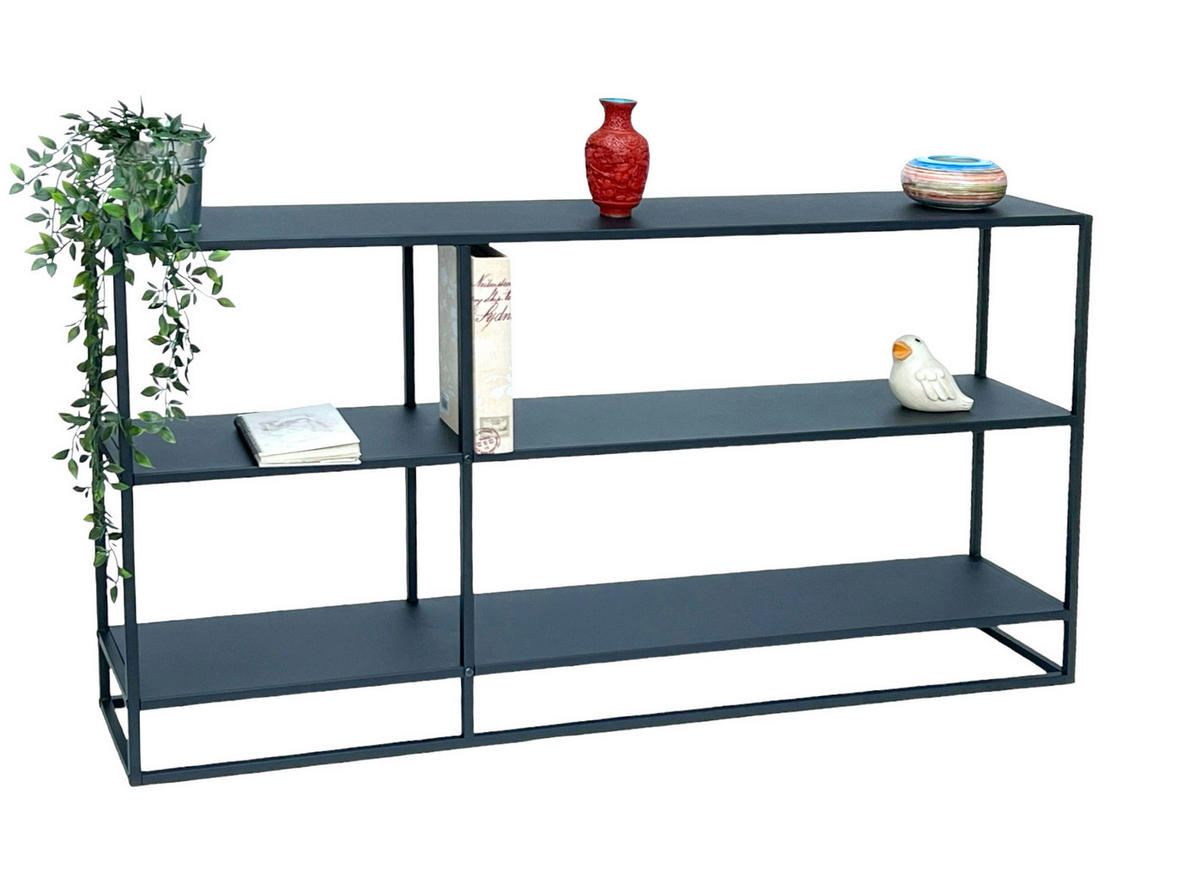 KONSOLENTISCH Metall Schwarz mit 3 Ebenen 140 x 70 x 25 cm - Schwarz, Metall (140/70/25cm) - DanDiBo