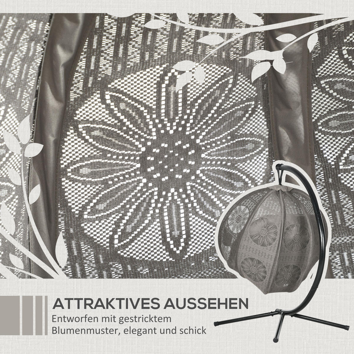 HÄNGESESSEL, Stahl, Polyesterstoff, Sand - Sandfarben, Kunststoff/Metall (116/172/125cm) - Outsunny