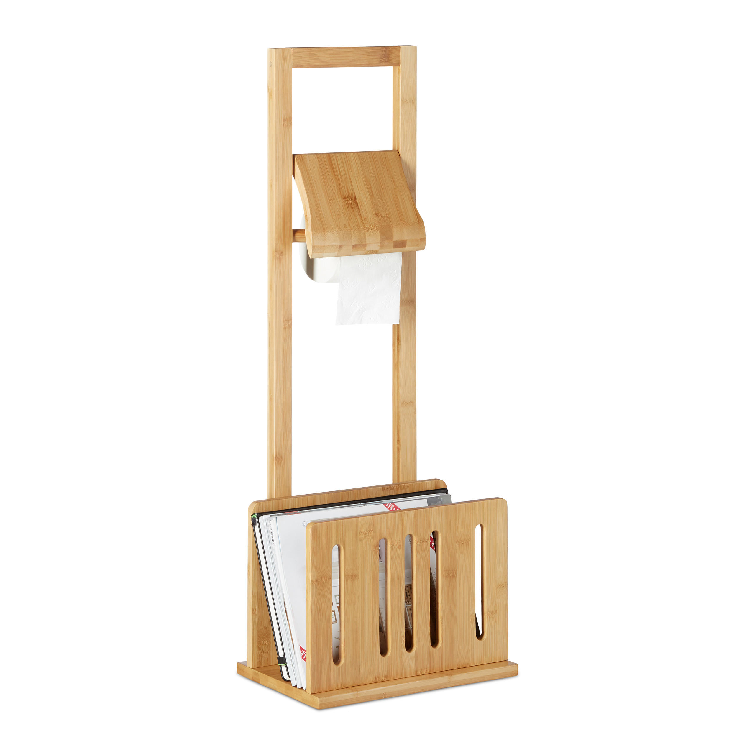 TOALETTPAPPERSH&Aring;LLARE Natur bambu med tidningsst&auml;ll 81,5 cm Ljusbrun 81.5/30.5/21 cm