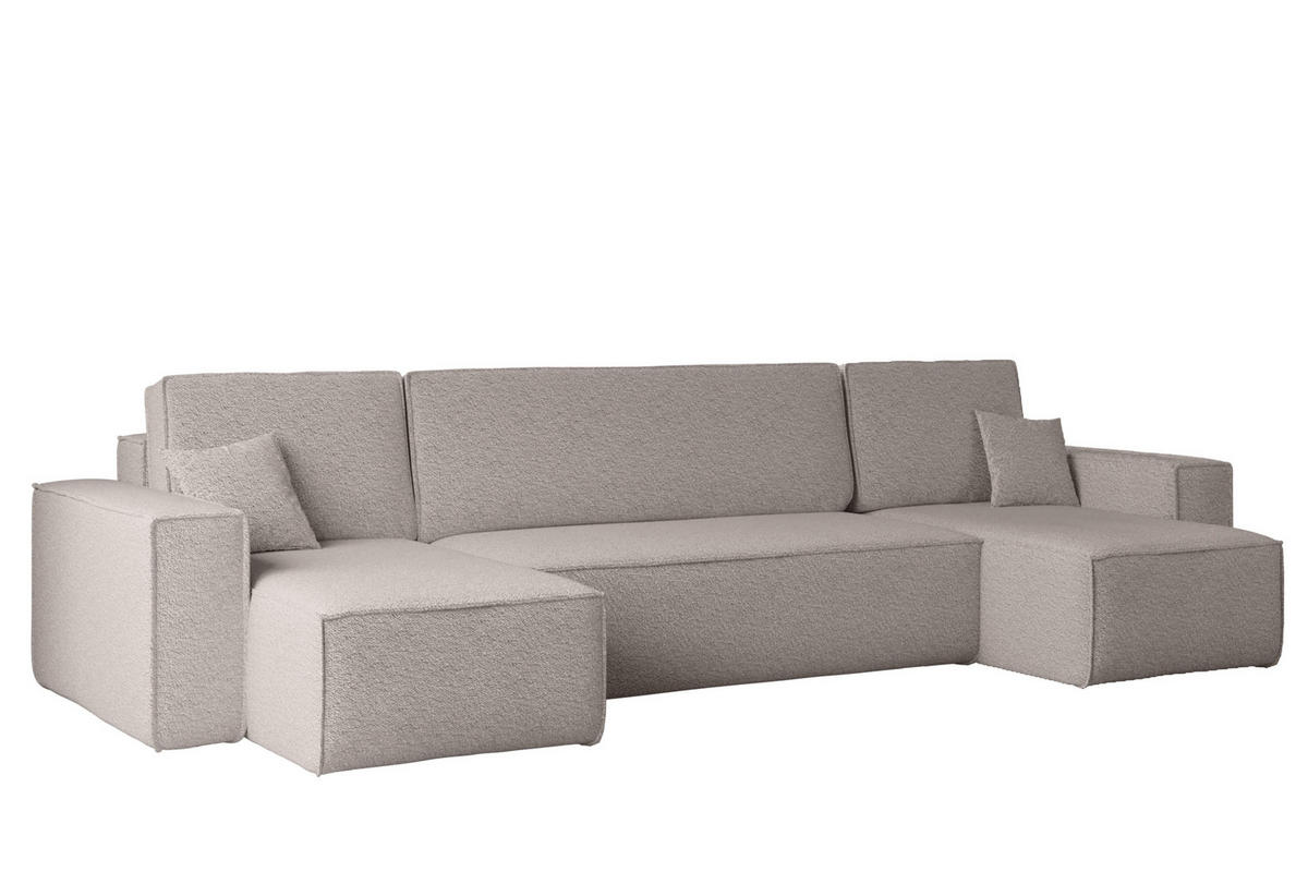 ECKSOFA Mit Schlaffunktion Und Bettkasten U-form BEST stoff Abriamo Dunkelbeige - Cappuccino, Holz (98/312cm) - Kaiser Möbel