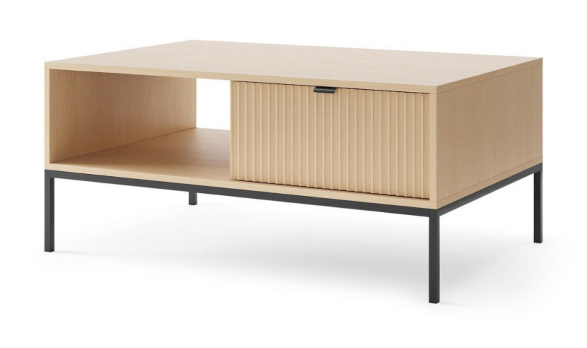 TISCH Schwarz NEW Schwarze Beine Vicenza Eiche Mit Metallgestell - Beige/Schwarz, Holzwerkstoff (104/104/46cm) - Sepro Meble