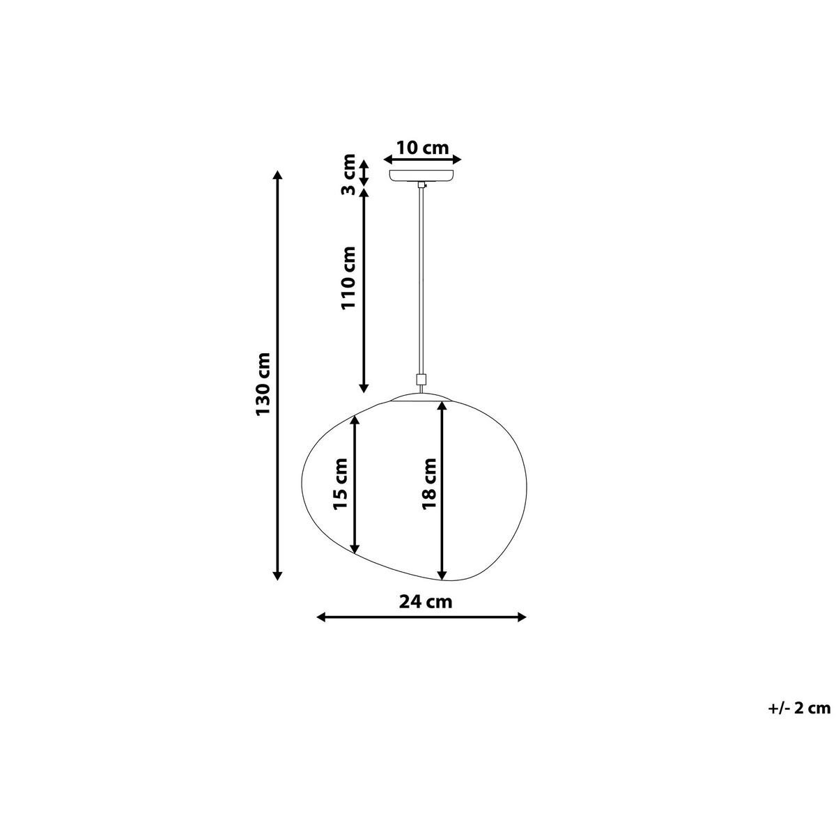 HÄNGELEUCHTE Liffel 24/24/130 cm - Weiß, Glas (24/24/130cm) - Beliani