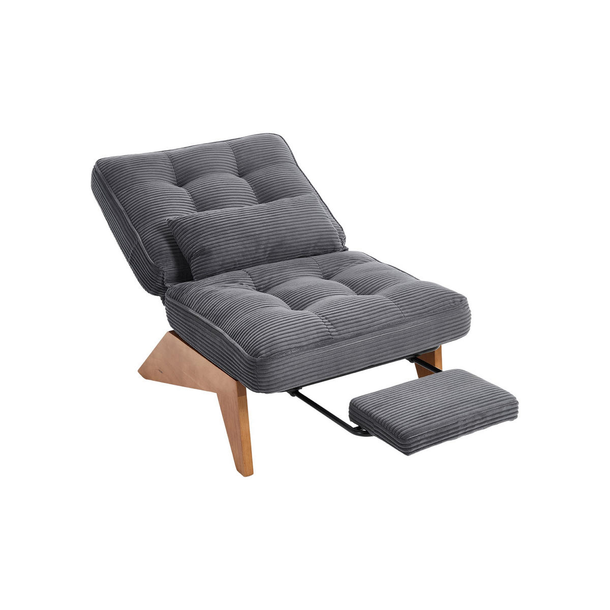 SESSEL Relaxsessel mit Fußstütze & Lendenkissen,verstellbar,Dunkelgrau - Dunkelgrau, Holz (73/90/59cm) - LVHOM