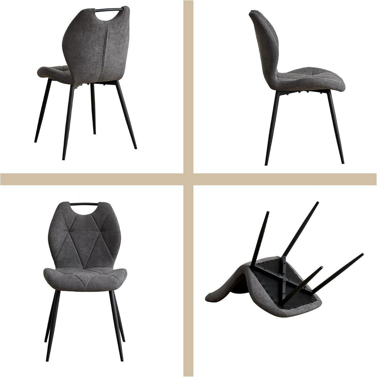 ESSZIMMERSTUHL 4er-Set Stoff Grau - Grau, Textil (44/86/48cm)