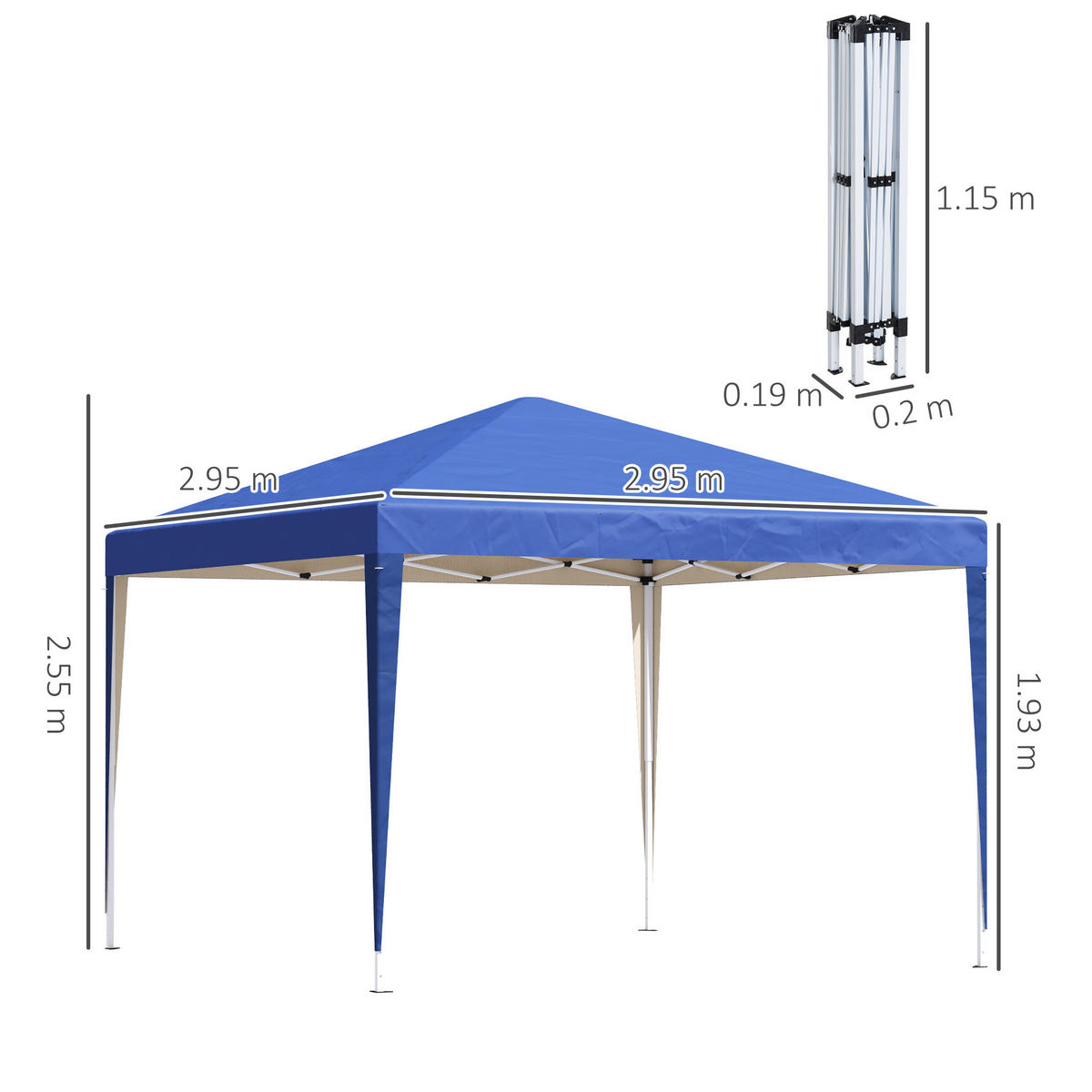 PAVILLON 3x3m Pop-up Faltpavillon blau - Blau, Metall (295/255/295cm) - ComfortXL