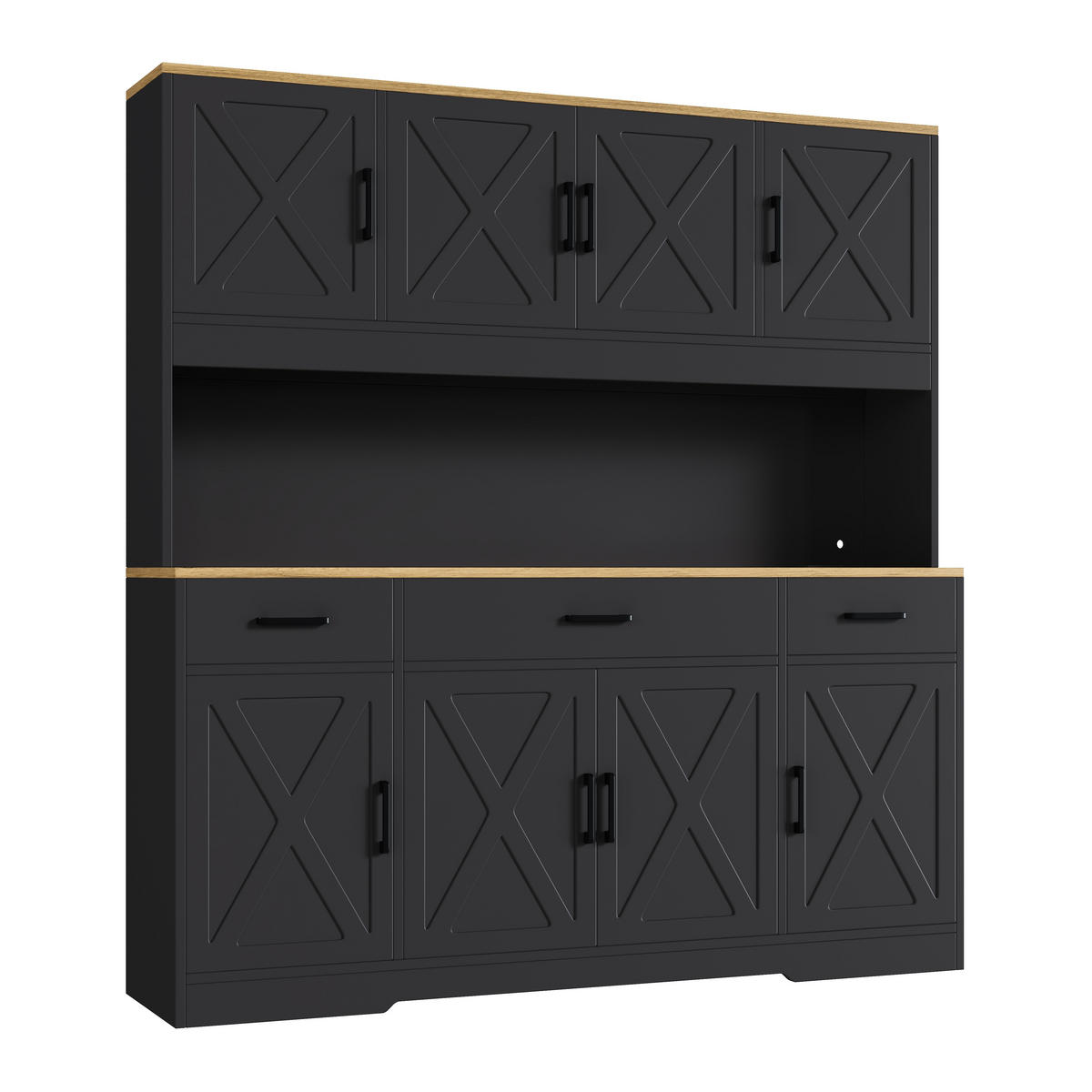 GESCHIRRSCHRANK Schwarz 150/40/180 - Schwarz, Holzwerkstoff (150/180/40cm)