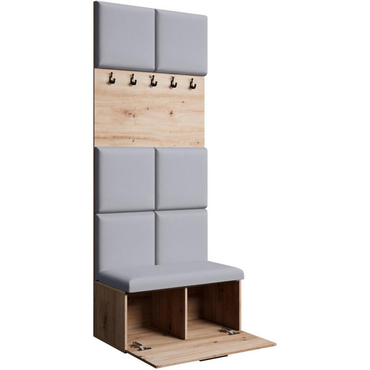 GARDEROBE Margaret I 81/203/43 gepolsterten Paneelen - Schwarz/Eiche Artisan, Holzwerkstoff/Kunststoff (81/203/43cm) - Beautysofa