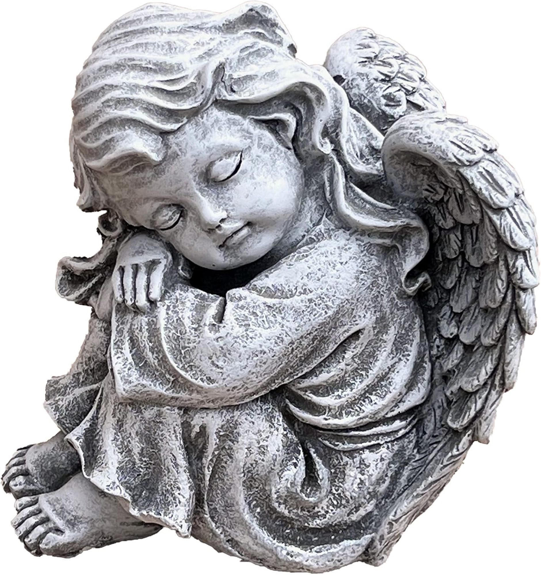 STEINFIGUR sitzender Engel Sophie Steinguss, frostfest - Grau, Stein (13/17/11cm) - stoneandstyle