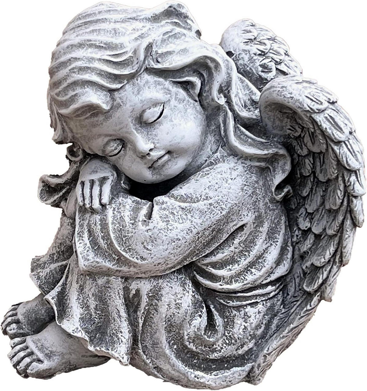 STEINFIGUR sitzender Engel Sophie Steinguss, frostfest - Grau, Stein (13/17/11cm) - stoneandstyle