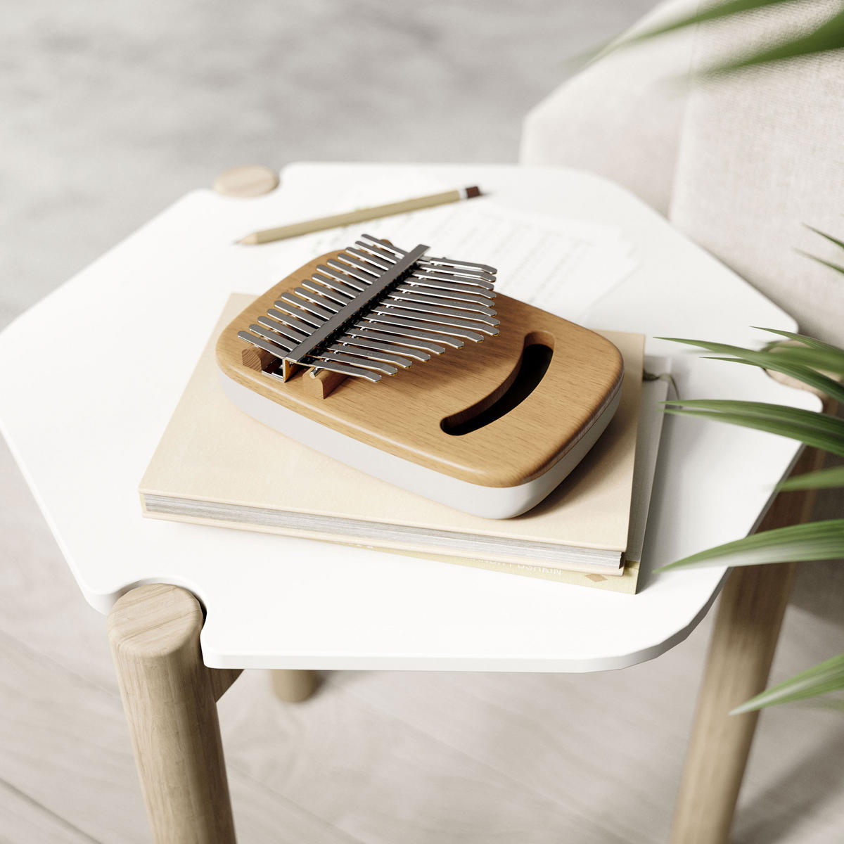 DAUMENKLAVIER Strumba, Weiß / Natur - Weiß, Kunststoff (11/6/16cm) - Umbra