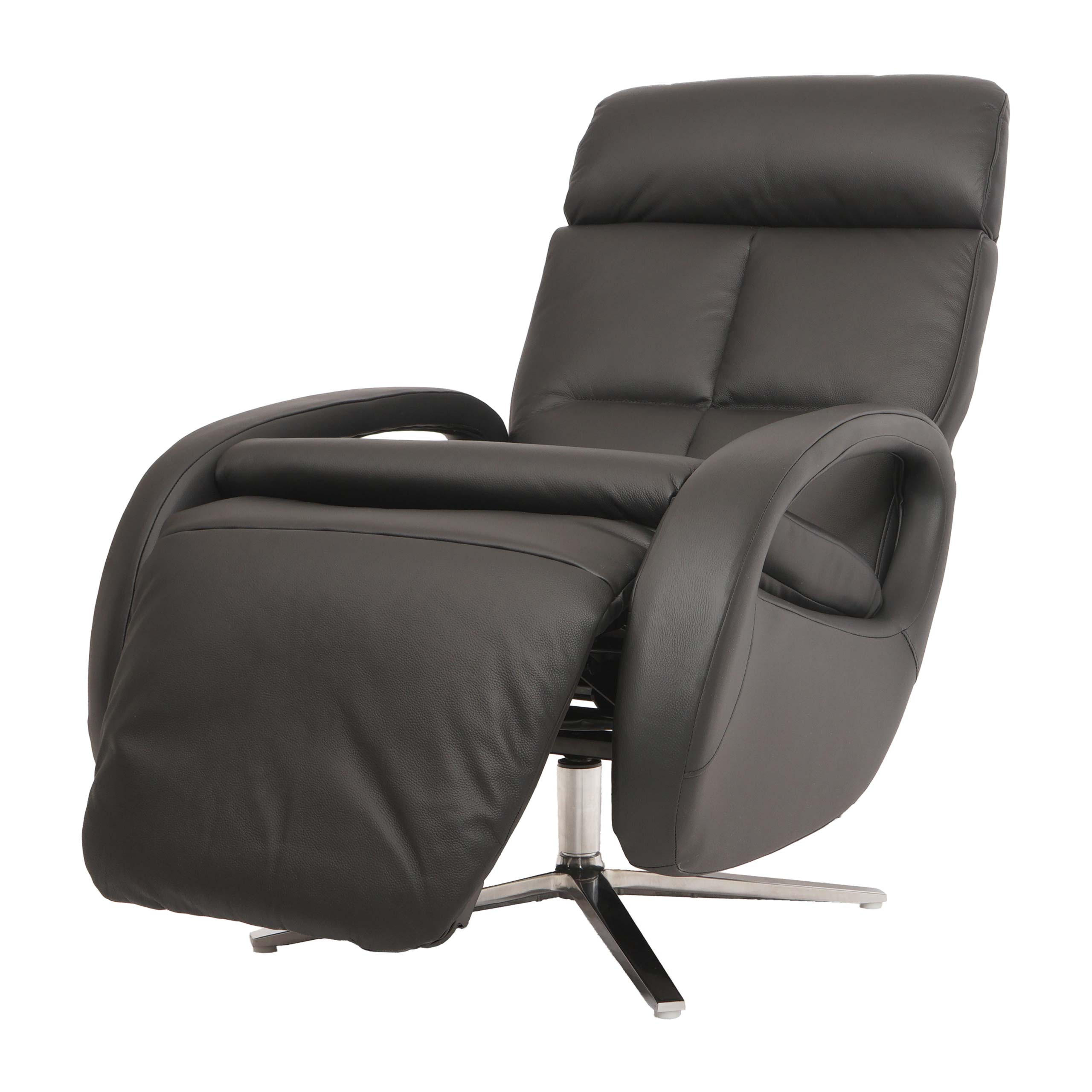 RELAXSESSEL Schwarz - Schwarz, Leder (70/109/147cm) - MCW