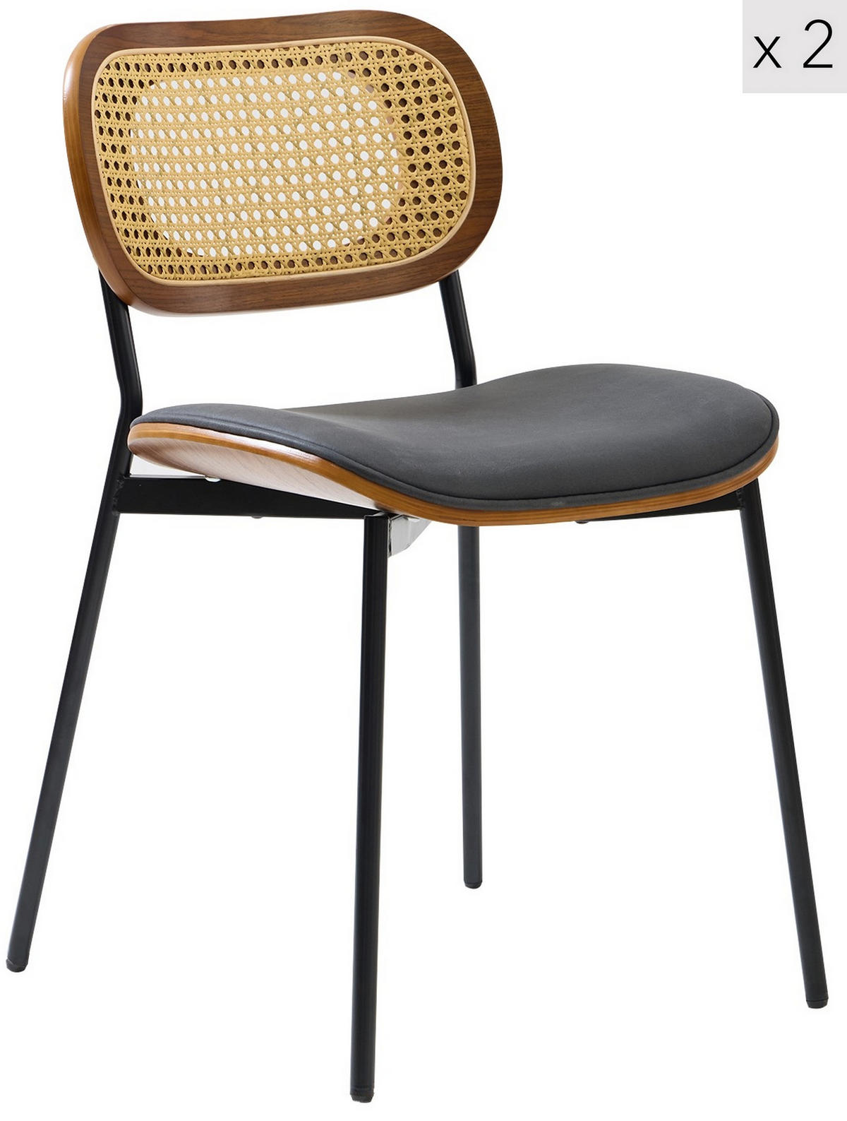 STUHL 2er-Set Kunstleder Schwarz - Schwarz, Textil (46/75/55cm) - Nordlys