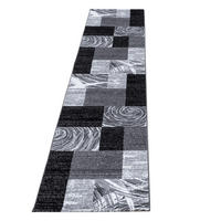 TEPPICH Handwäsche Kurzflor Abstrakte Karos Polypropylen Wohnzimmer Schwarz Läufer 80x300 - Schwarz, Textil (80/300cm) - KADIMA DESIGN