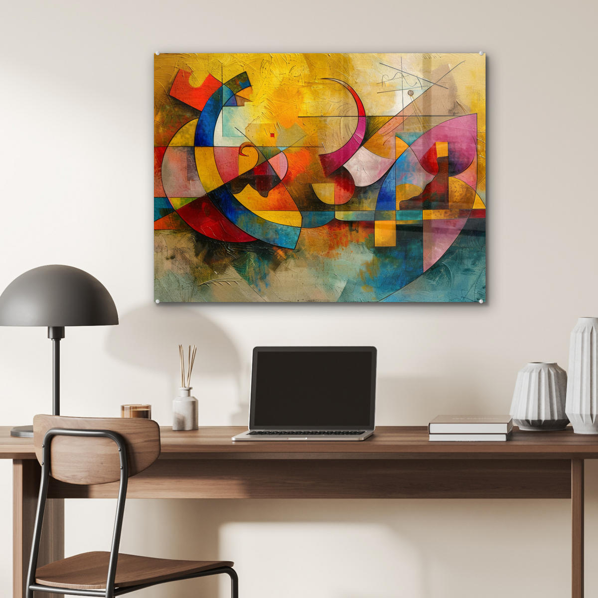 ACRYLGLASBILD Kunst - Abstrakt - Modern 80x60 cm - Gelb, Glas (80/60cm) - MuchoWow