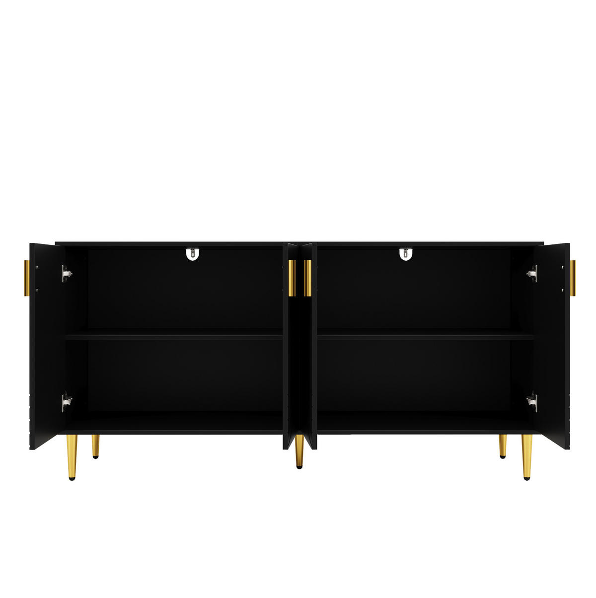 SIDEBOARD mit Stauraum 152 x 40 x 75 cm MDF Schwarz - Schwarz, Holzwerkstoff (152/75/40cm) - Meubliv
