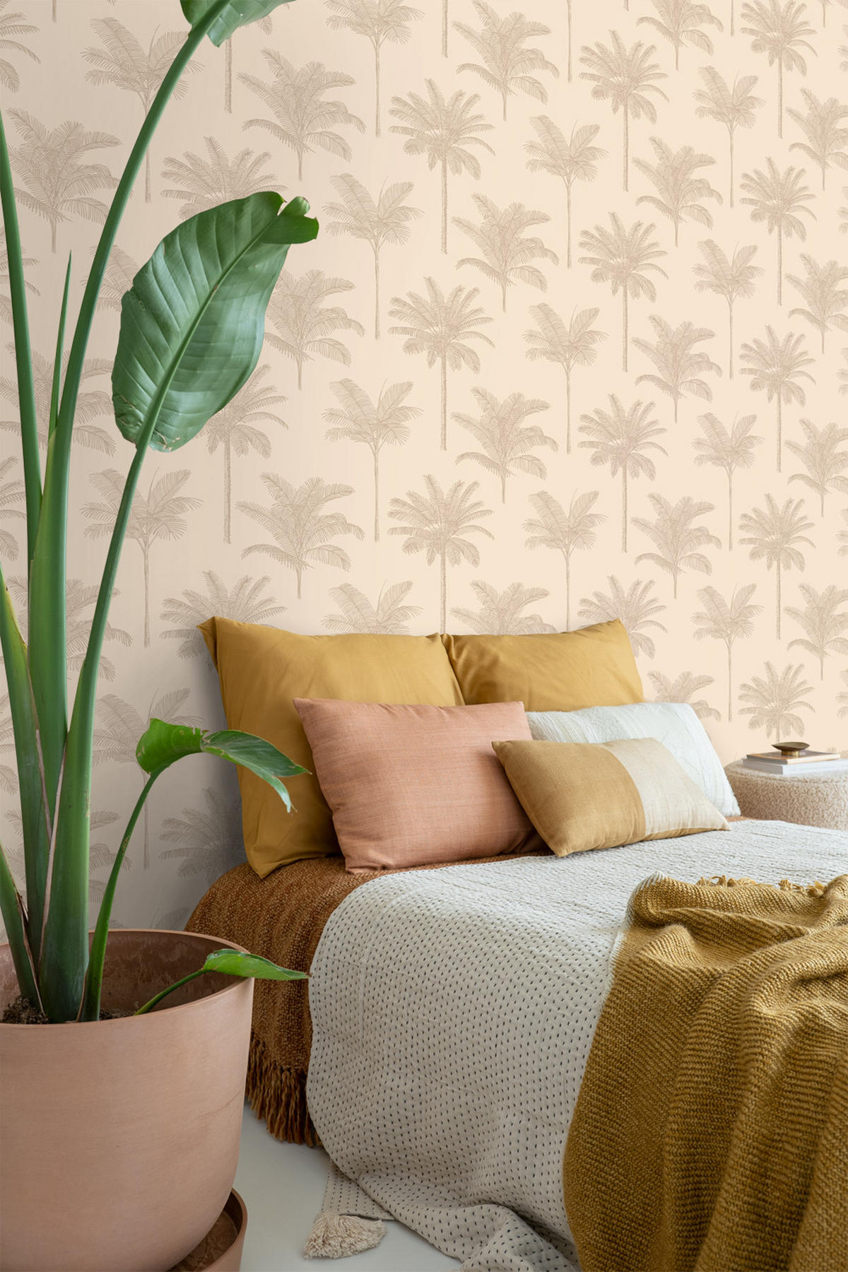 TAPETE Palmen 53 cm x 10.05 m - Beige, Papier (53/1000cm) - ESTAhome