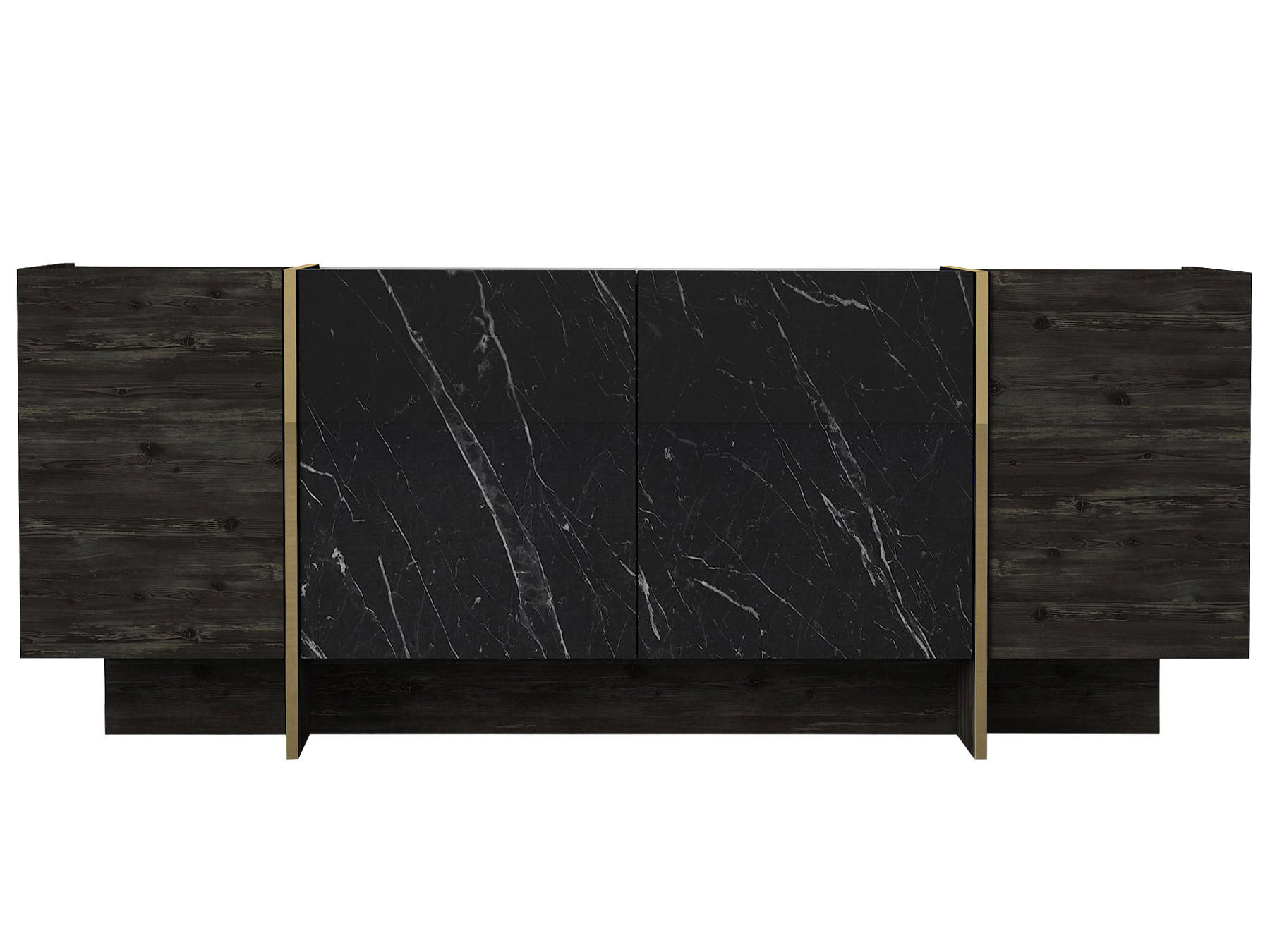SIDEBOARD Veyron Rebab Braun Dunkelgrau ( Marmor Optik ) - Goldfarben/Braun, Holzwerkstoff/Metall (180/75.5/46.6cm) - moebel17