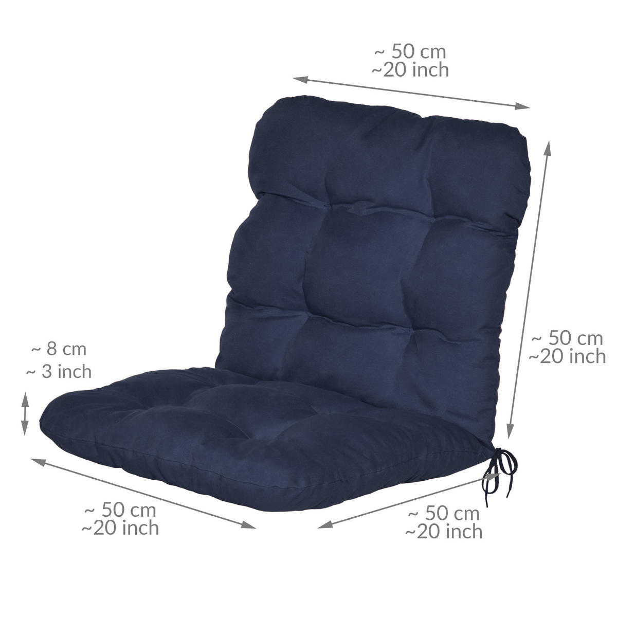 NIEDERLEHNERAUFLAGE Flair NL 100/50/8cm Dunkelblau (4tlg) - Dunkelblau, Textil (50/8/100cm) - Beautissu 