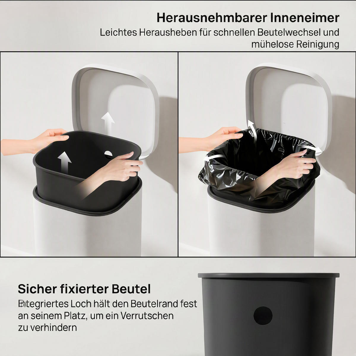 MÜLLEIMER Creme 36.0/29.0/59.5 cm - Creme, Metall (29/59.5/36cm) - HOMCOM