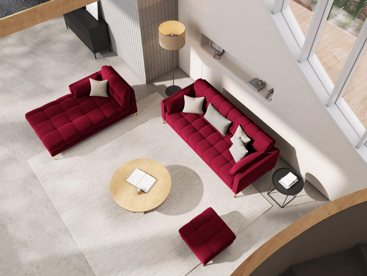 POUF Mamaia aus Samt rot - Rot, Textil (60/41/60cm) - Micadoni