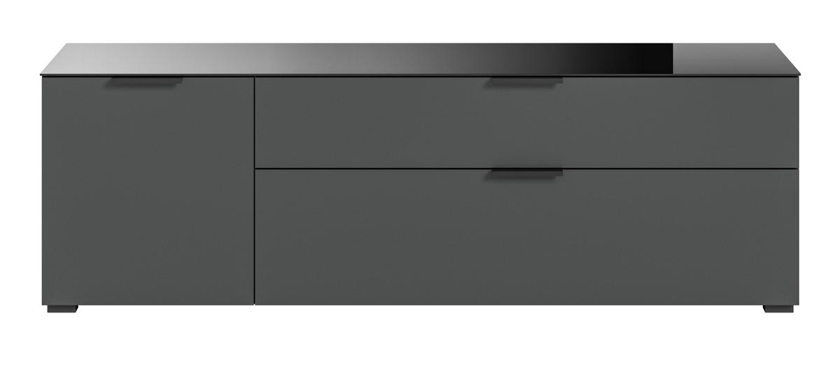 TV-LOWBOARD grau 160 c, mit Glasauflage und Soft-Close - Dunkelgrau/Grau, Glas/Holzwerkstoff (160/51/40cm) - Inn.Furn