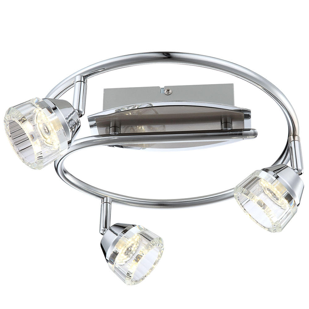 LED DECKENLEUCHTE LILIJA Chrom Silber - Silberfarben, Glas (30/30/16cm) - Globo Lighting