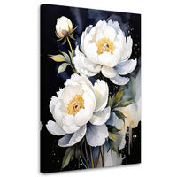 LEINWANDBILDER, Weiße Pfingstrosen Blumen Pflanzen Natur - Weiß, Textil (60/90cm) - Feeby