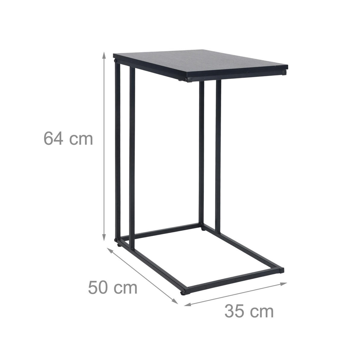 BEISTELLTISCH - Schwarz, Holzwerkstoff/Metall (35/50/64cm) - Relaxdays