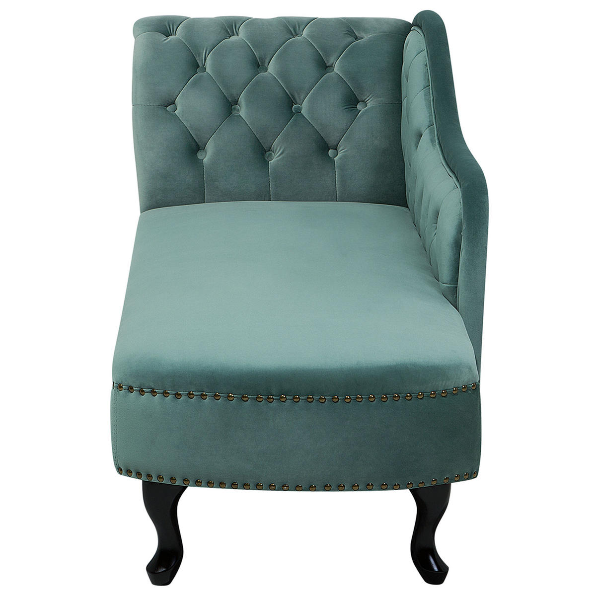 CHAISELONGUE Samtstoff mintgrün linksseitig Nimes - Schwarz/Mintgrün, Textil (170/79/61cm) - Beliani