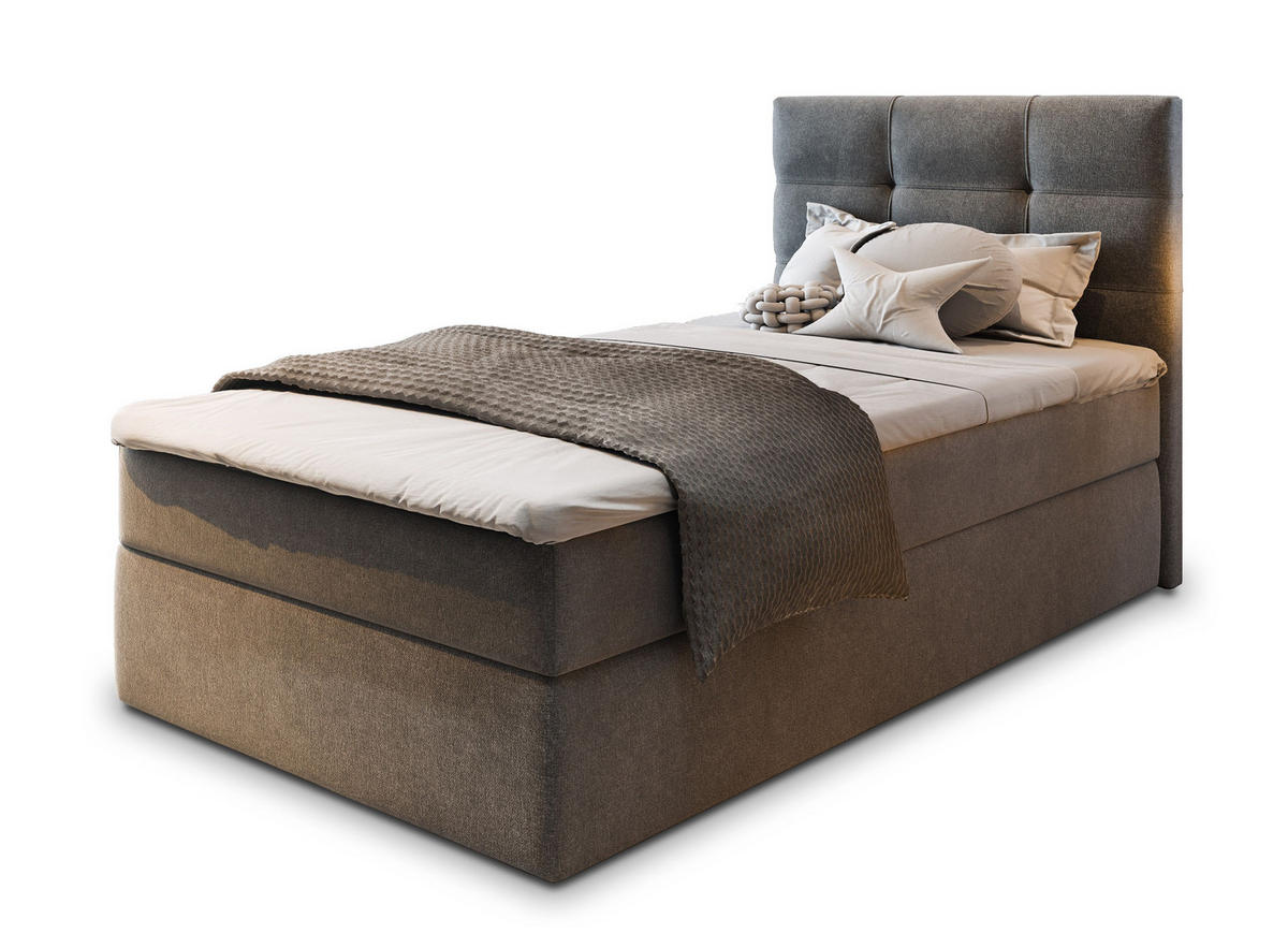 POSTEL BOXSPRING GLOS 90x200 cm, s matrací a úložným prostorem, šedá - šedá, kompozitní dřevo/textil (90/200cm) - MASSENO