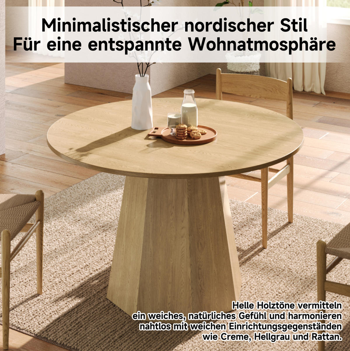 ESSTISCH 120/120/75 cm eichefarben aus MDF für 4-6 Personen - Eichefarben, Holzwerkstoff (120/120/75cm) - OKWISH