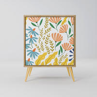 SIDEBOARD HELLO SPRING, Eichefarben, 57,5x42x75,5 cm, Goldfarbene Metallfüße - Eichefarben/Goldfarben, Holzwerkstoff/Metall (57.5/75.5/42cm) - SpaceRebels