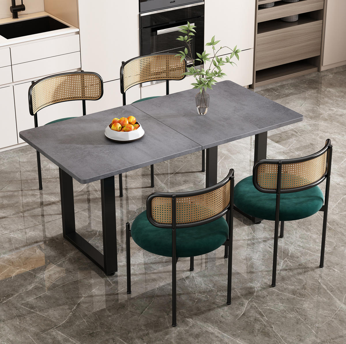 ESSTISCH 140/70/75 cm Schwarz Grau im Industriestil aus Spanplatte mit Metallgestell - Schwarz, Holzwerkstoff (140/70/75cm) - OKWISH