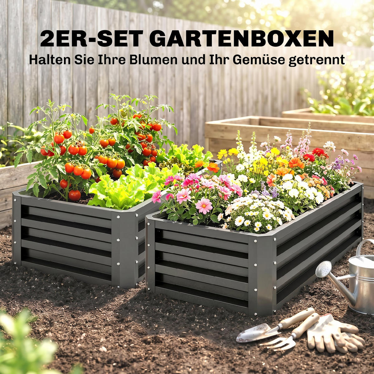 BLUMENHOCHBEET Witterungsbeständig Dunkelgrau - Dunkelgrau, Metall (50/30/110cm) - Outsunny