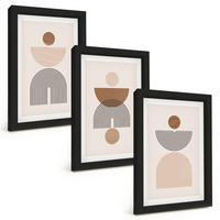 BILDER SET 3er Set - 20x30 cm Schwarzer Rahmen - Abstrakte braune Formen - Schwarz, Kunststoff (20/30cm) - TULUP