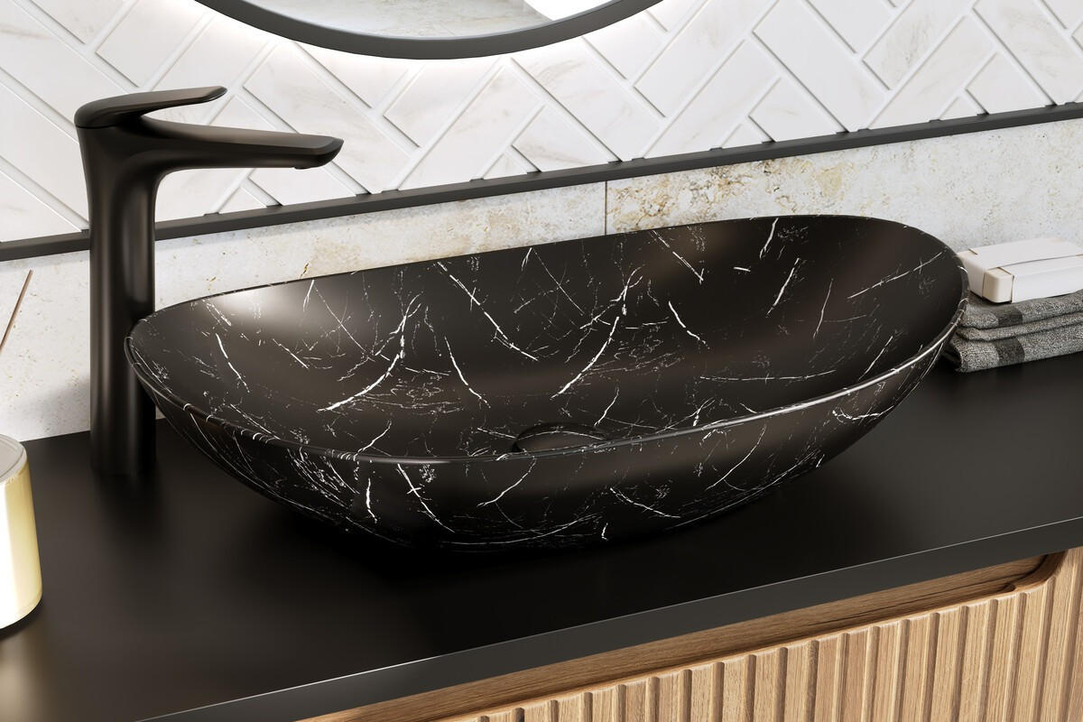 WASCHTISCHKOMBI 80 cm 3 Teile - Aster Green A BM413 in Grün Matt - Schwarz/Grün, Holz/Keramik (80/52.2/46cm)