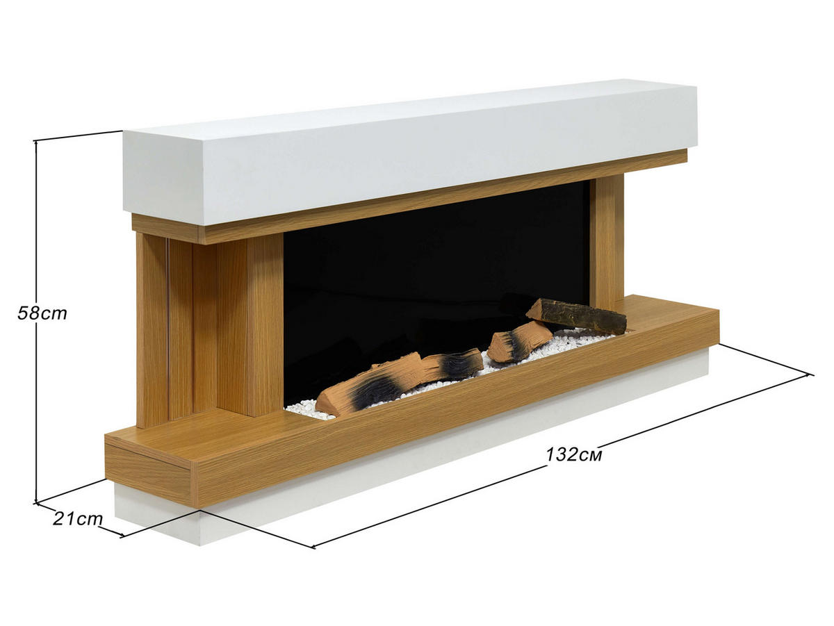 ELEKTROKAMIN Sogne AF52 – 3D-Flammeneffekt, Heizfunktion, WLAN - Weiß, Glas/Holzwerkstoff (132/58/21cm) - ArtiFlame