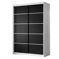 KLEIDERSCHRANK CAMARO PLUS 150 cm Schiebetürenschrank Weiß / Schwarz - Schwarz/Weiß, Holzwerkstoff (150/215/59cm) - Lookway