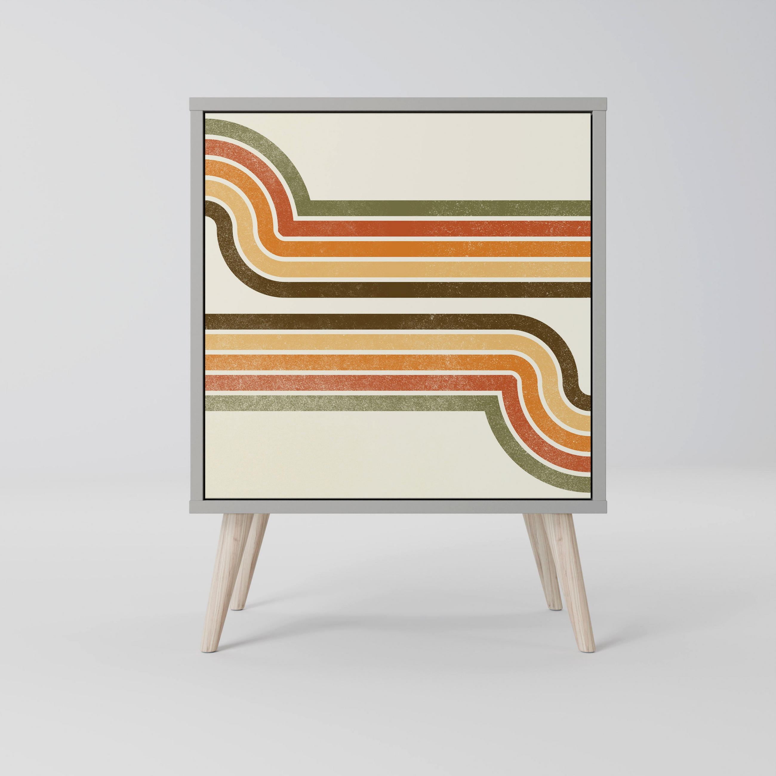 SIDEBOARD EXCEPTIONAL STREAM, Grau, 57,5x42x77,5 cm, Schräge Buchenholzfüße - Buchefarben/Multicolor, Holzwerkstoff/Buchenholz (57.5/77.5/42cm) - SpaceRebels