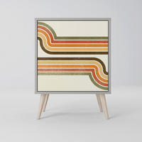 SIDEBOARD EXCEPTIONAL STREAM, Grau, 57,5x42x77,5 cm, Schräge Buchenholzfüße - Buchefarben/Multicolor, Holzwerkstoff/Buchenholz (57.5/77.5/42cm) - SpaceRebels